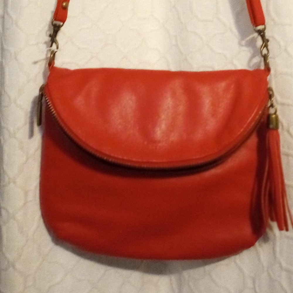 Borse In Pelle, Red Leather Crossbody Messenger Bag